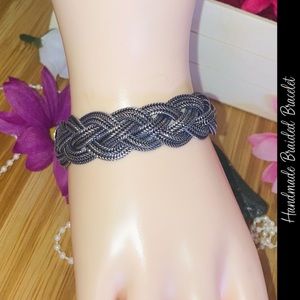 NICE! Multi Strand Braided Silver Chain Handmade Bali Style Bracelet